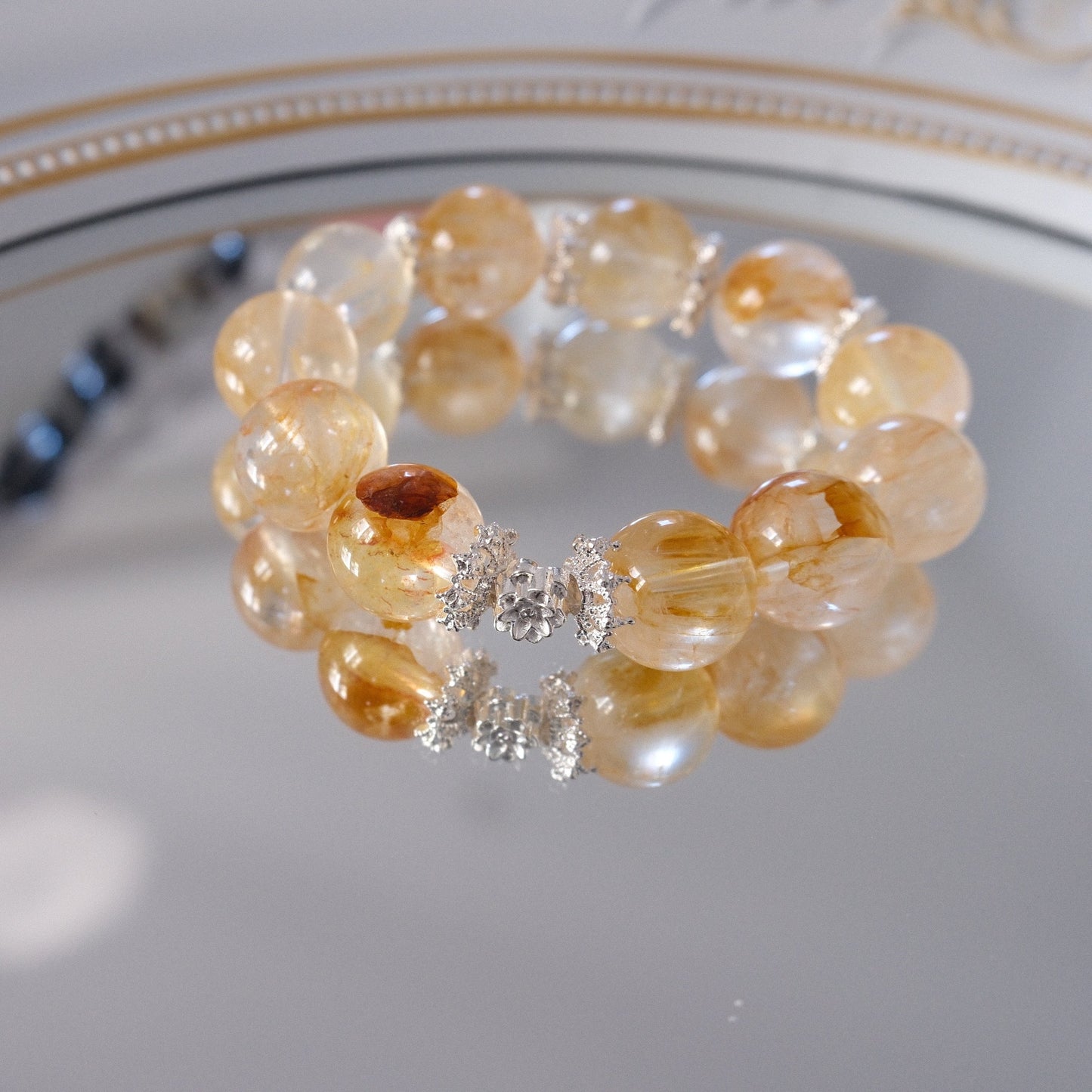 Solstice Crown — Yellow Hematoid Quartz Bracelet | 15mm Beads | Mystic Treasures