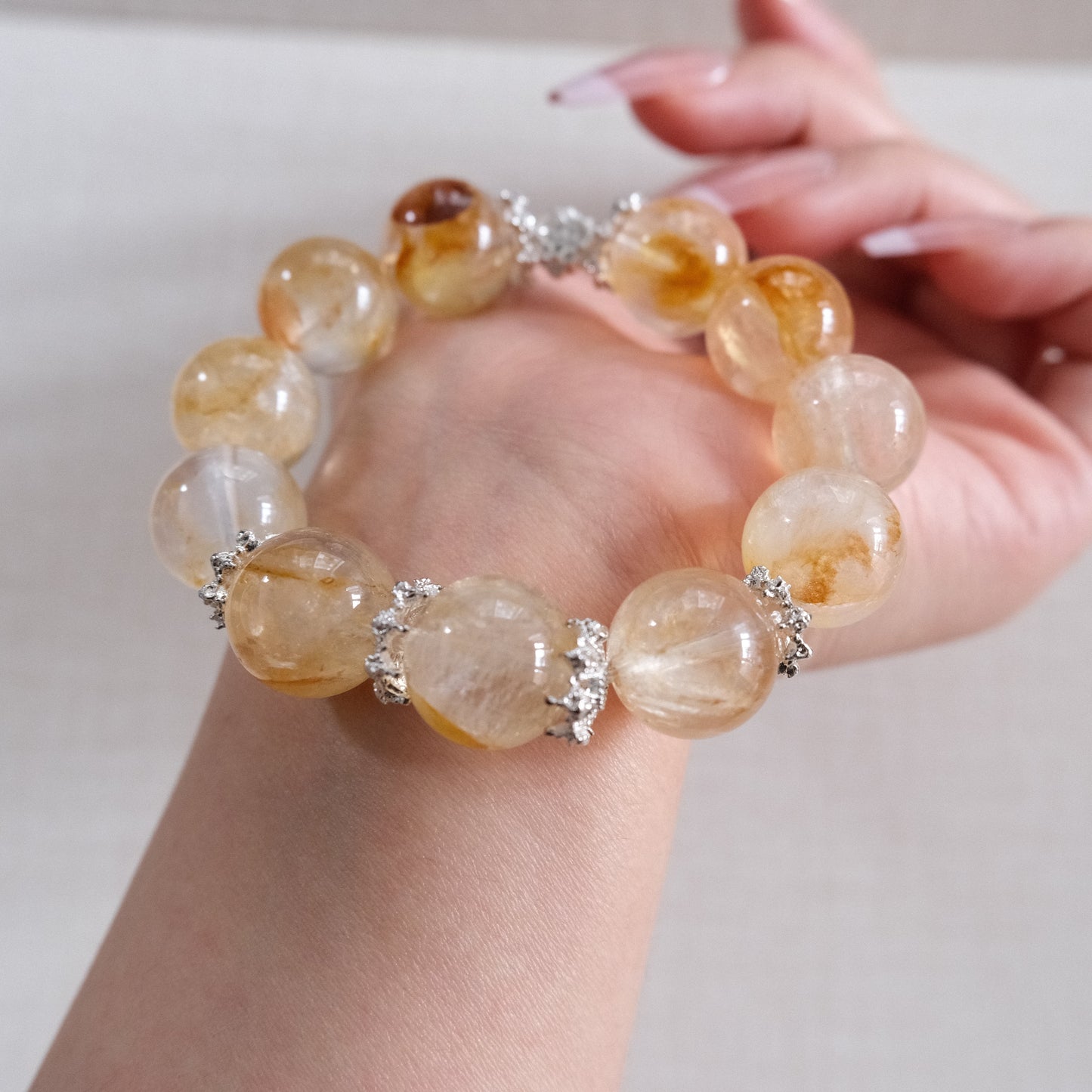 Solstice Crown — Yellow Hematoid Quartz Bracelet | 15mm Beads | Mystic Treasures