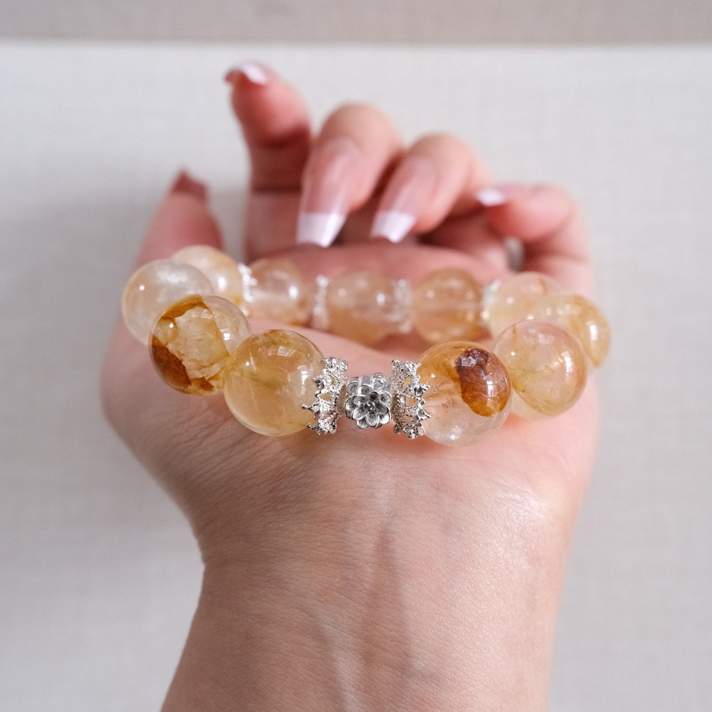 Solstice Crown — Yellow Hematoid Quartz Bracelet | 15mm Beads | Mystic Treasures