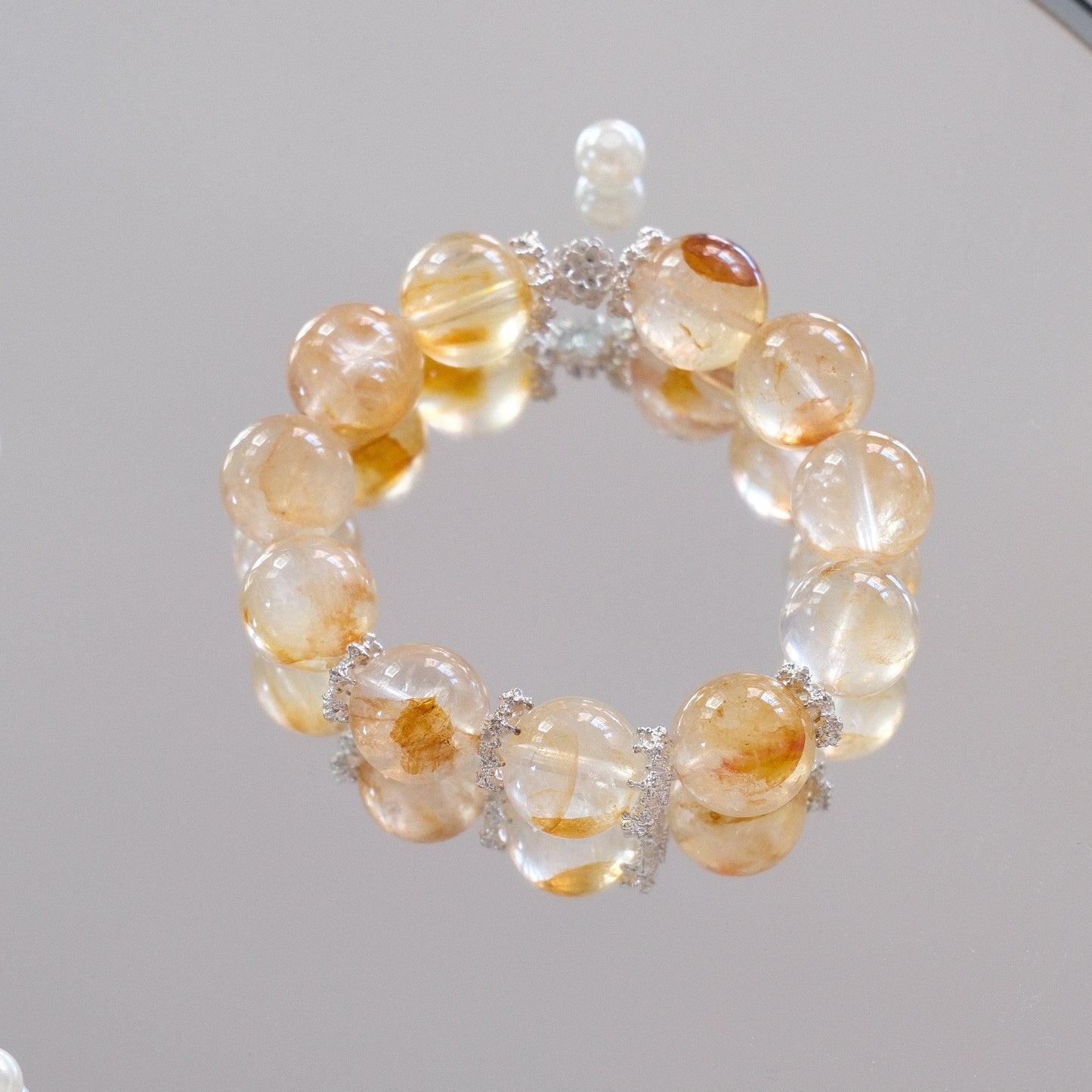 Solstice Crown — Yellow Hematoid Quartz Bracelet | 15mm Beads | Mystic Treasures