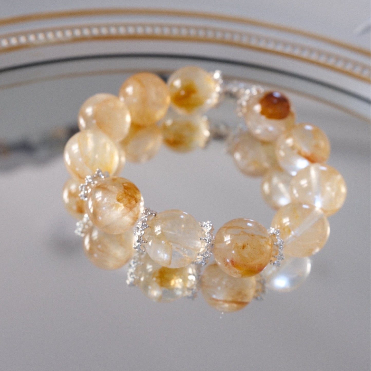 Solstice Crown — Yellow Hematoid Quartz Bracelet | 15mm Beads | Mystic Treasures