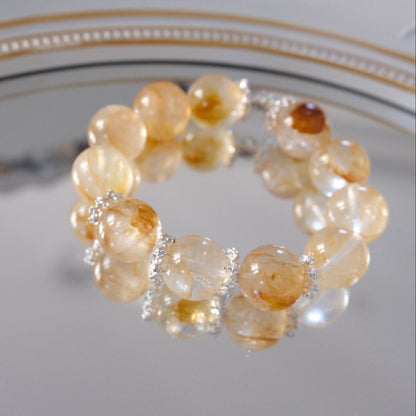 Solstice Crown — Yellow Hematoid Quartz Bracelet | 15mm Beads | Mystic Treasures