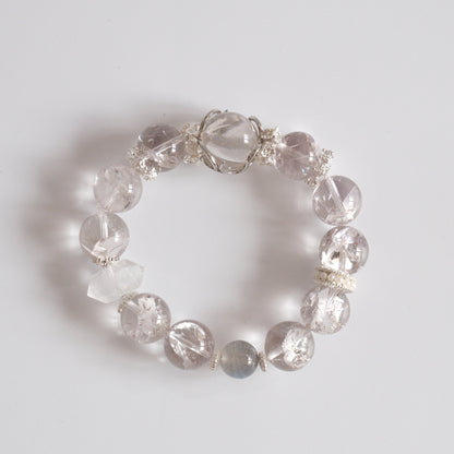 "Handmade white Azeztulite and moonstone bracelet"