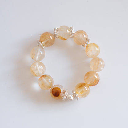 Solstice Crown — Yellow Hematoid Quartz Bracelet | 15mm Beads | Mystic Treasures