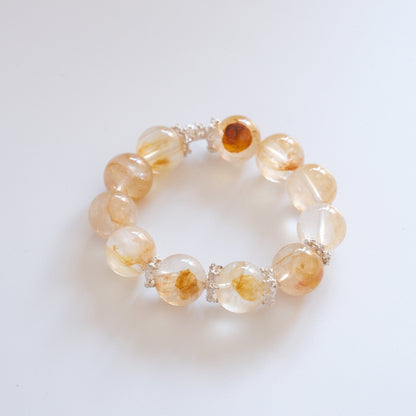 Solstice Crown — Yellow Hematoid Quartz Bracelet | 15mm Beads | Mystic Treasures