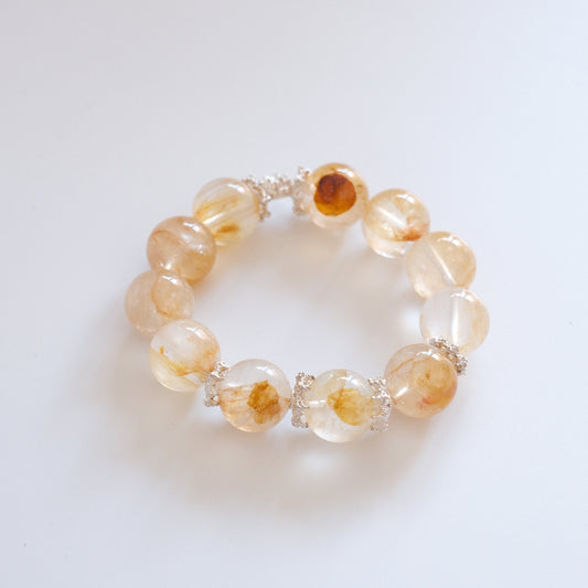 Solstice Crown — Yellow Hematoid Quartz Bracelet | 15mm Beads | Mystic Treasures
