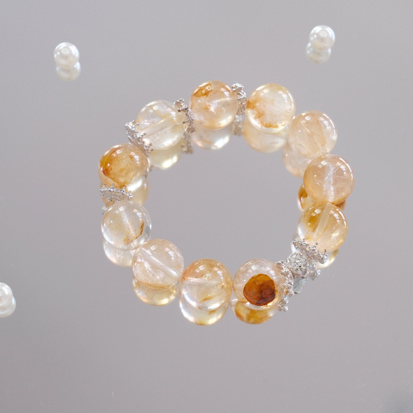 Solstice Crown — Yellow Hematoid Quartz Bracelet | 15mm Beads | Mystic Treasures