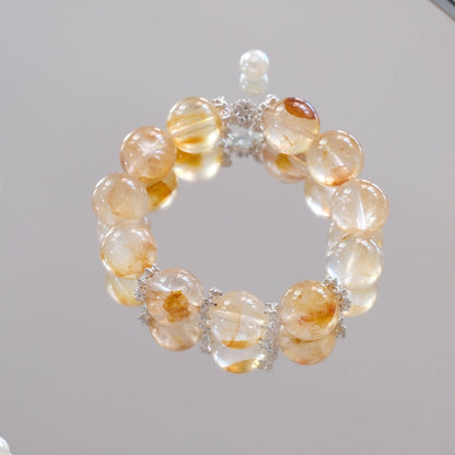 Solstice Crown — Yellow Hematoid Quartz Bracelet | 15mm Beads | Mystic Treasures